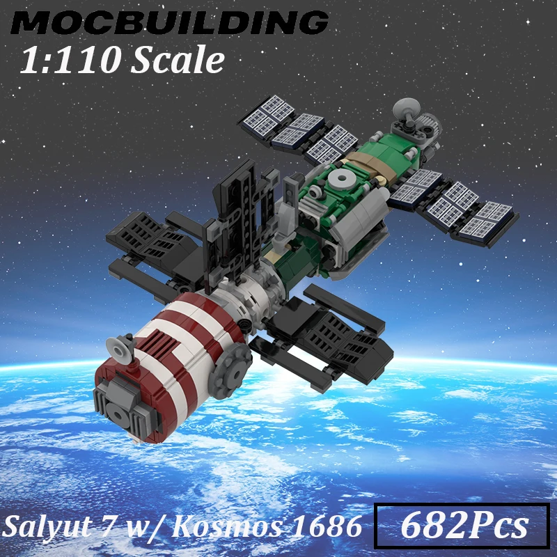 

1:110 Scale Salyut 7 w Kosmos 1686 Spacecraft Aerobat MOC Building Blocks Brick Gift for Kids