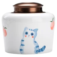 Three-dimensional Painted Ceramic Tea Cans Cute Cat Alloy Sealed Storage Jar Candy Coffee Storage Box Decoration Jar Home Decor 1