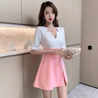 Vêtements de travail pour femmes, chemise, jupe courte imbibée, hôtel, salon de beauté, spa, massage, ongles, bain de pieds, technicien, salopette, uniforme 4