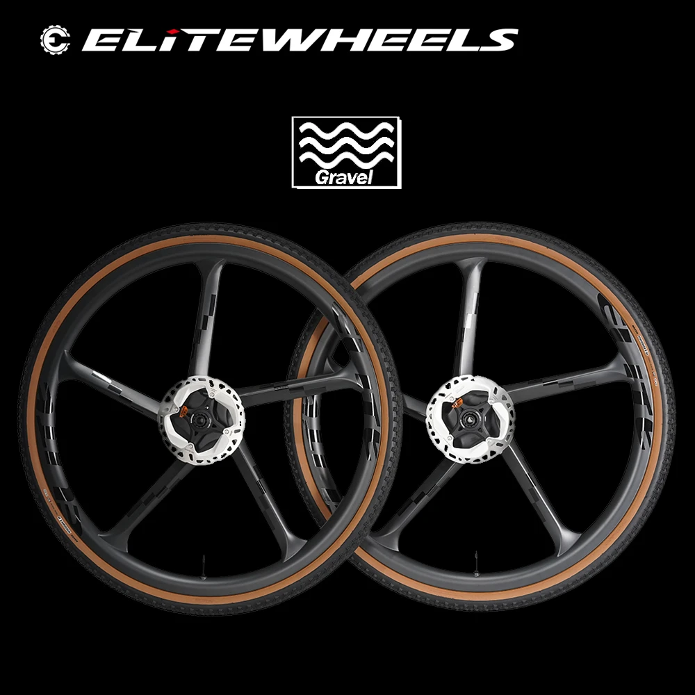 Elitewheels砂利5炭素はスポークホイールラチェットシステムセンターロックハブトレイルクロスカントリー道路ディスクチューブレス内幅22