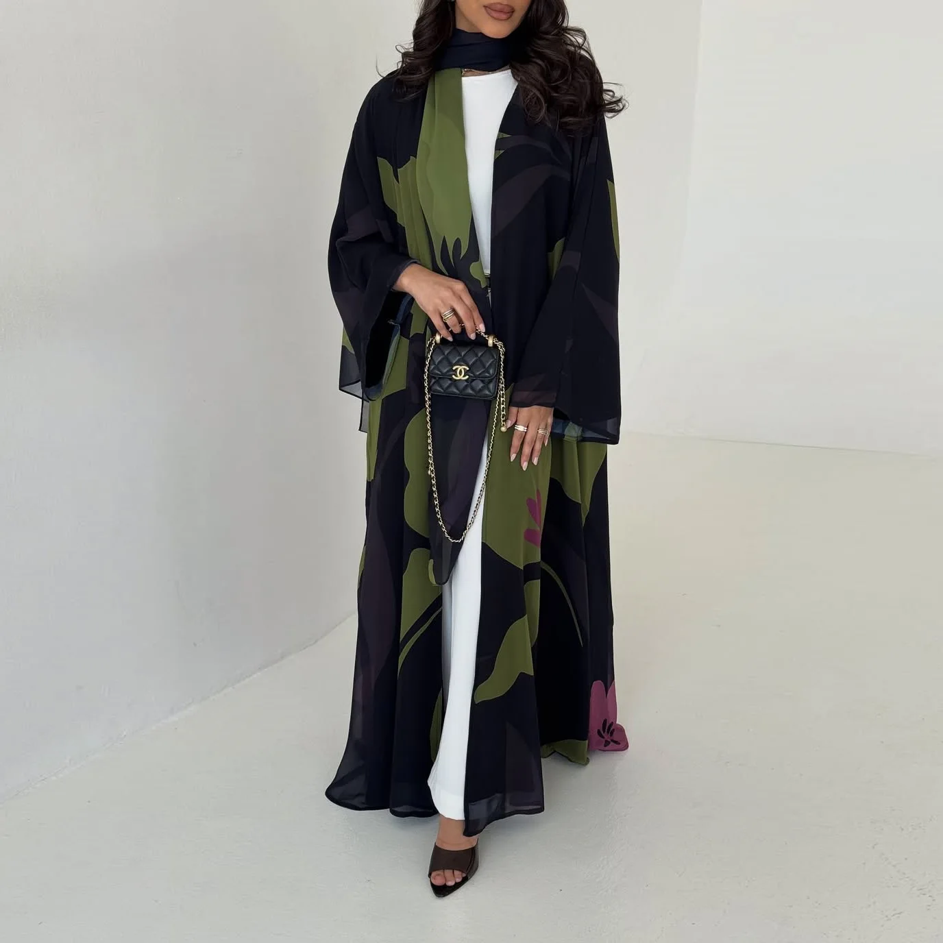 طقم ملابس إسلامية عربي من قطعتين للنساء، حجاب وعبا...