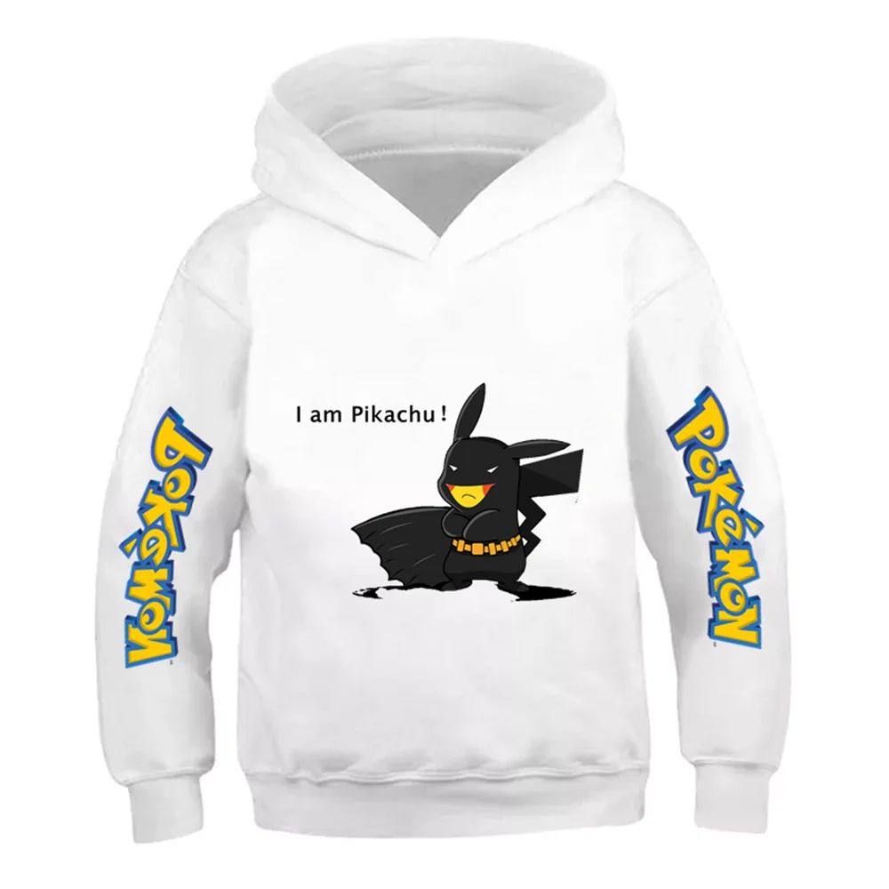 Pokemon Baby Boy Cool Pikachu Hoodie 4-14 Years Old Cartoon Sweater Spring And AutumnThin Coat Children's hooded new kid in sweatshirt vine