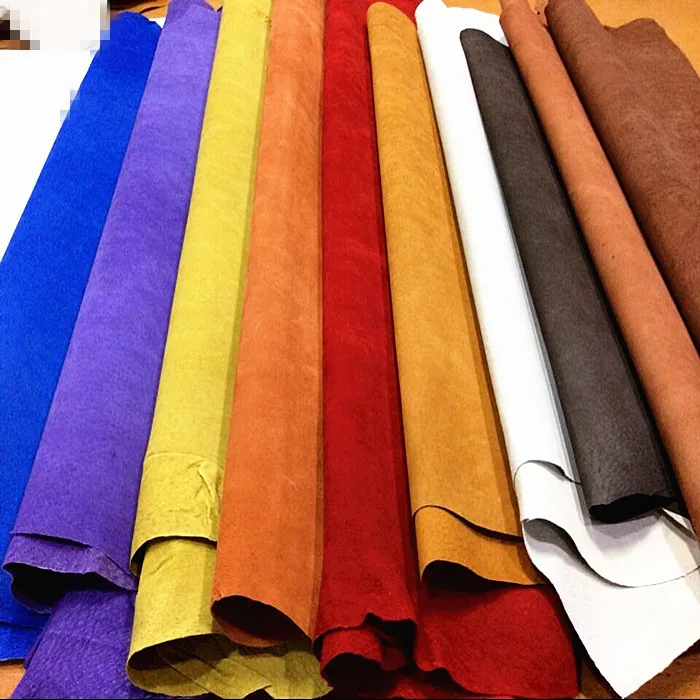 Description Picture 2 of itemMulti color Genuine pig split lining shoes suede Hide Skin leather material sale by whole piece real leather craft DIY yellow