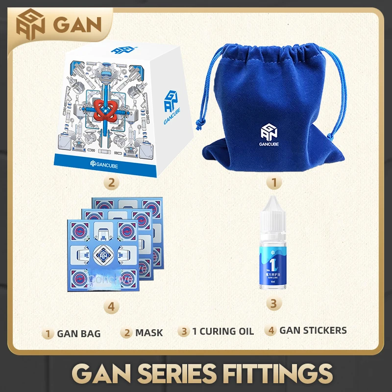 GAN Magic Cube Mask Set Sail Sticker Storage Bag No. 1 Maintenance Oil ...
