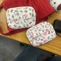 New Cute Sanrio Soft Cotton Embroidered Bow Zipper Women's Makeup Bag Cat Card Bag, Earphone Bag, Key Bag, CCD Storage Bag - Image 2