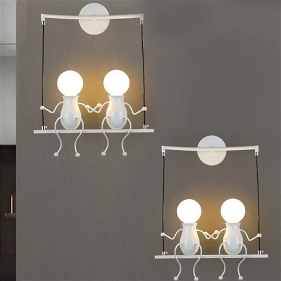 Modern Simple Cartoon Small Man Wall Light E27 For Children's Room Kitchen Dining Room Bedroom Foyer Study Aisle