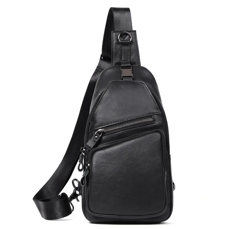 Fashion Genuine Leather Men's Chest Bag Cowhide Anti-Theft Shoulder Bag Business Crossbody Bag Large Capacity Sling Bag
