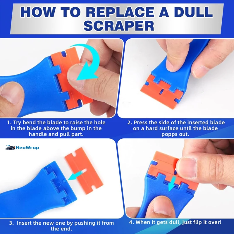 Adhesive Remover Car Sticker Remover Cleaning Scraper Glue for Windows Glass Plastic Razor Blade Scraper Label Tool