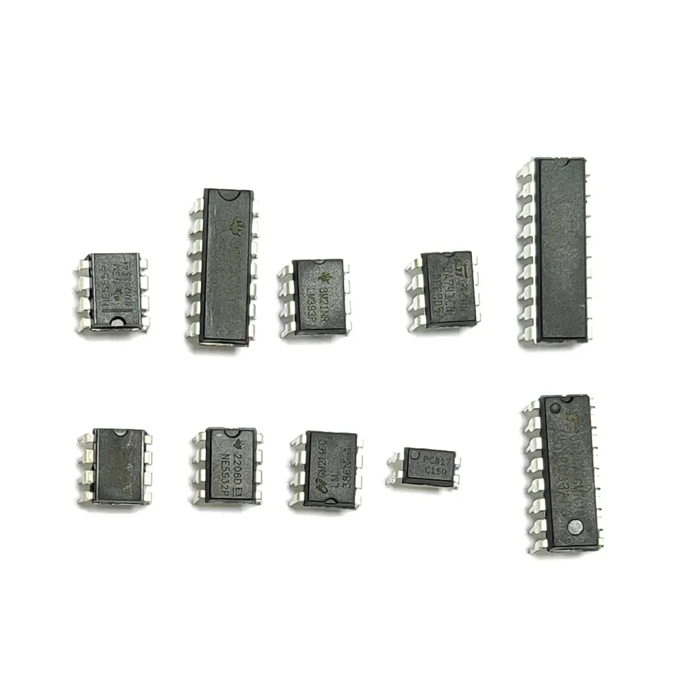 85PCS 10 Types NE555 LM324 LM393 UA741 ULN2803 LM358 LM386 NE5532 ULN2003 PC817 Integrated Circuit DIP IC Combination Chip Kit