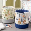 Toys Storage Basket Fabric Folding Large Capacity Storage Bags Cartoon Print Thickened Fabric Drawstring Clutter Storage Basket 3