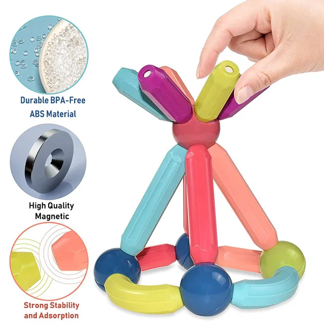 NEW Kids Magnetic Constructor Block Designer Magnet Stick Rod Building Blocks Montessori Educational Toys For Children Boy Girl 4