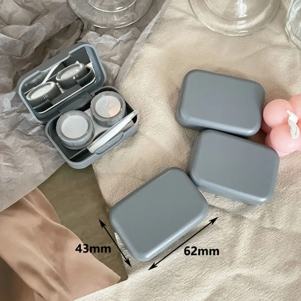 마카롱 컬러 콘택트렌즈 케이스 키트 미니 사각형 핀셋 및 흡착 스틱 포함 콘택트렌즈 삽입기 단색 거울 포함