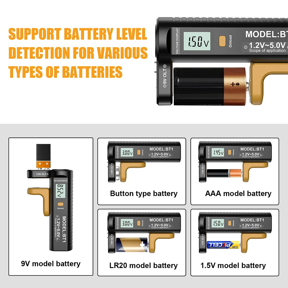 LCD Digital Battery Tester Battery Capacity Check Detector Volt Measure Measurements Tester AA/AAA/C/D Button Cell Measurement