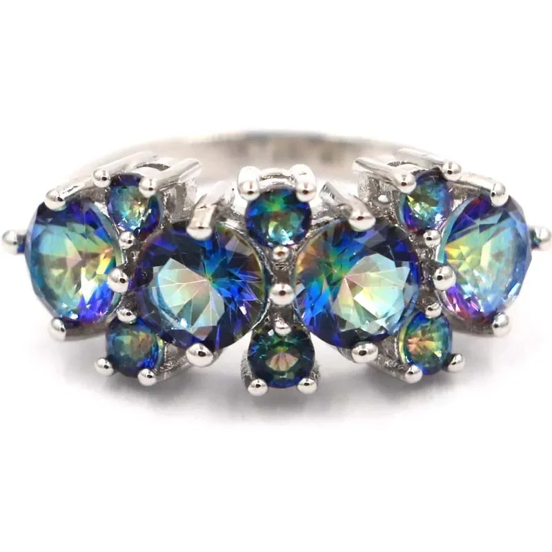 3.5g Customized 925 SOLID STERLING SILVER Ring Luxury Violet Topaz Citrine Peridot London Blue Topaz Rhodolite Garnet Sz 5.5-10 customized 925 solid sterling silver ring gorgeous london blue swiss blue topaz tanzanite rhodolite garnet morganite cz sz 6 11