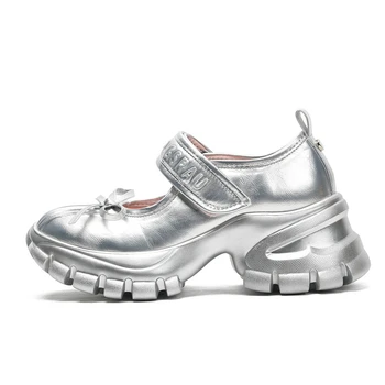 Fujin 7 cm Argento Scarpe casual da donna Sneakers robuste Sneakers con plateau per donna Scarpe da passeggio Balletto confortevole in vera pelle 1