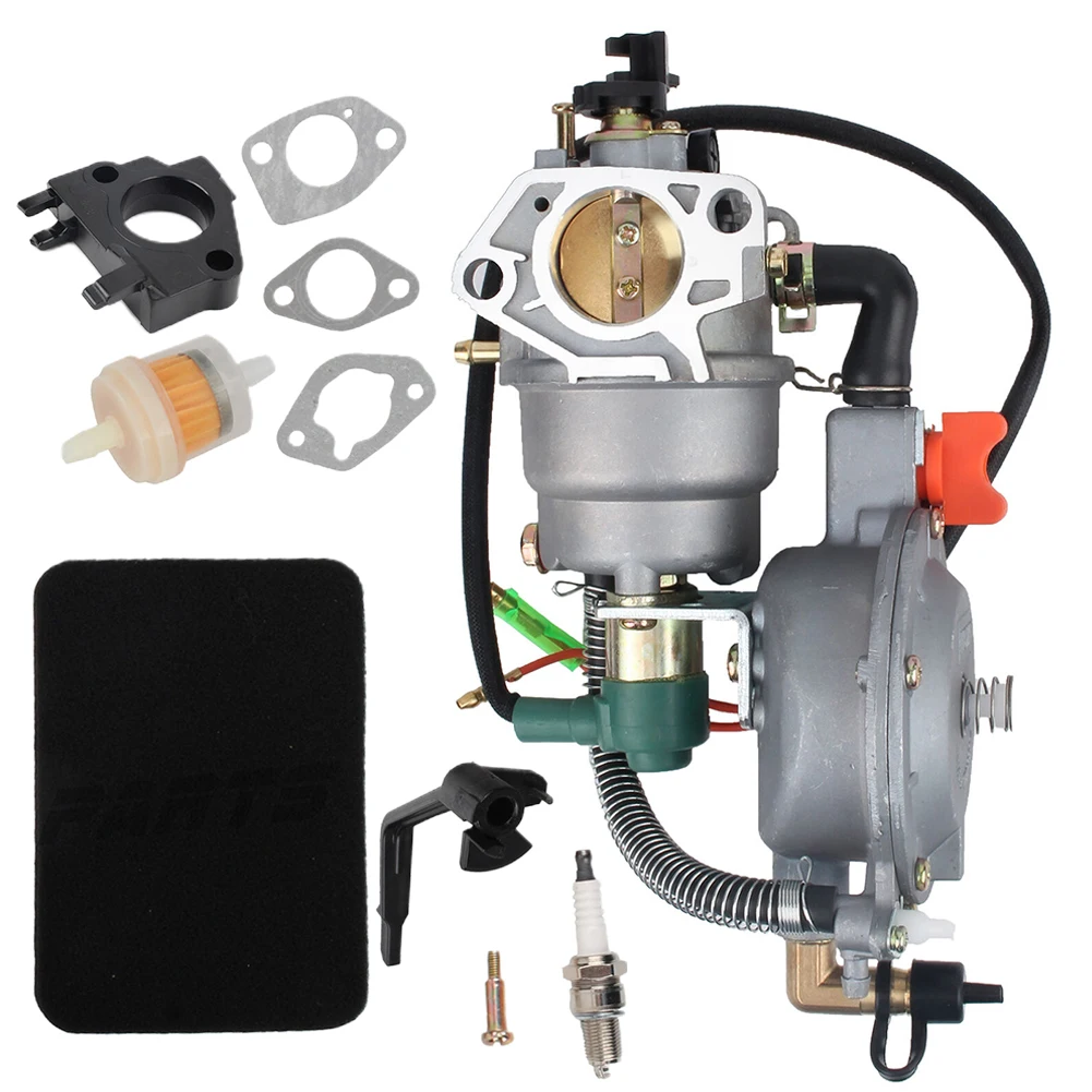 

1set Dual Fuel Carburetor LPG Conversion Kit With Air Filter Spacers For Honda GX390 188F Generator 4.5-5.5KW Power Tools