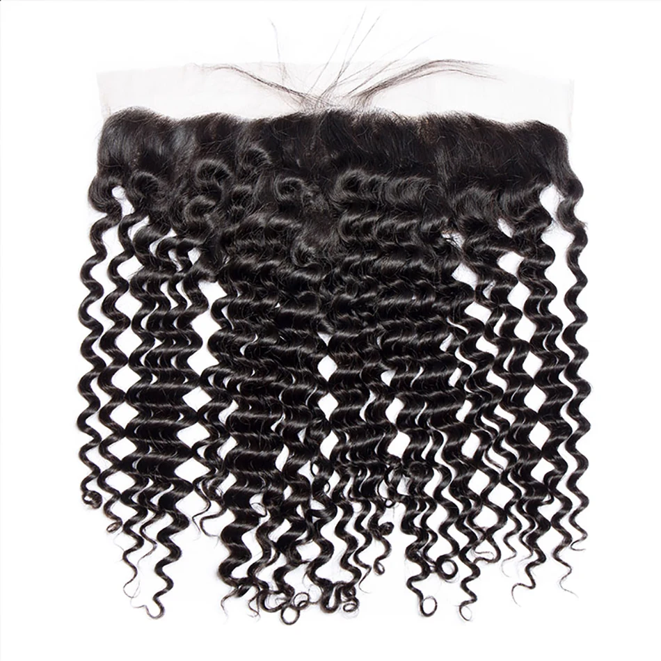 4x4 5x5 13x4 13x6 Deep Wave Transparent Lace Closure Peruvian Curly Human Hair 360 Frontal