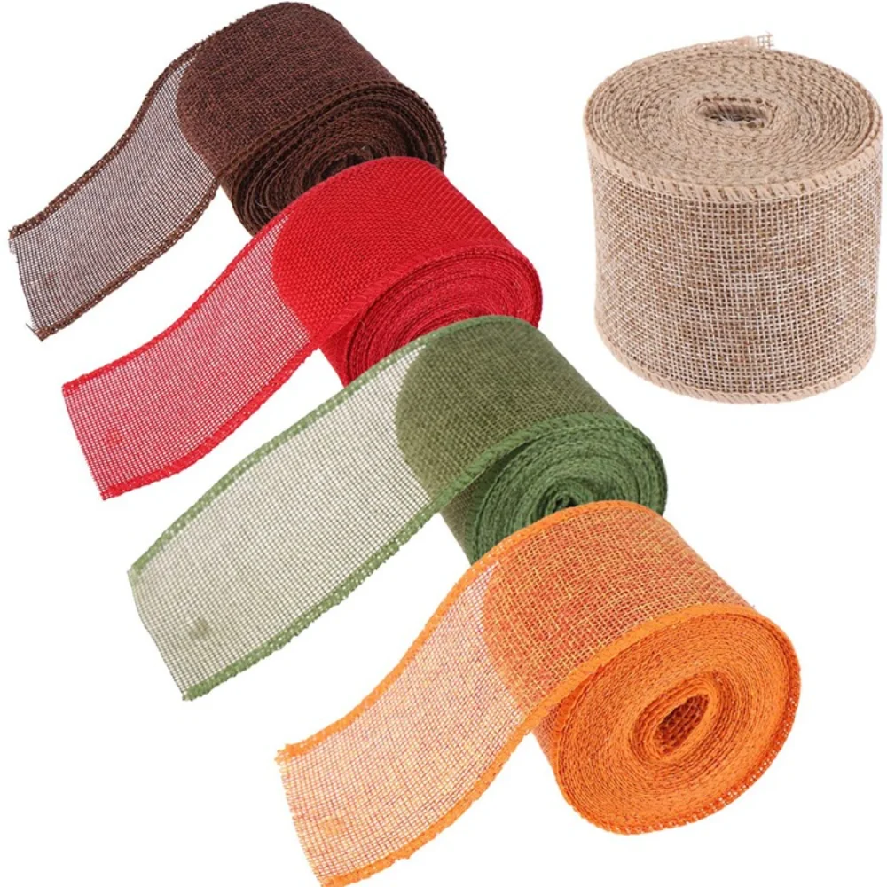 3M/Roll 6cm Burlap Ribbon Colorful Natural Jute Ribbon Jute Fabric for DIY Christmas Wrapping Crafts Wedding Decoration ribbon decoration ribbon supplies wrapping ribbon christmas ribbon jute ribbon