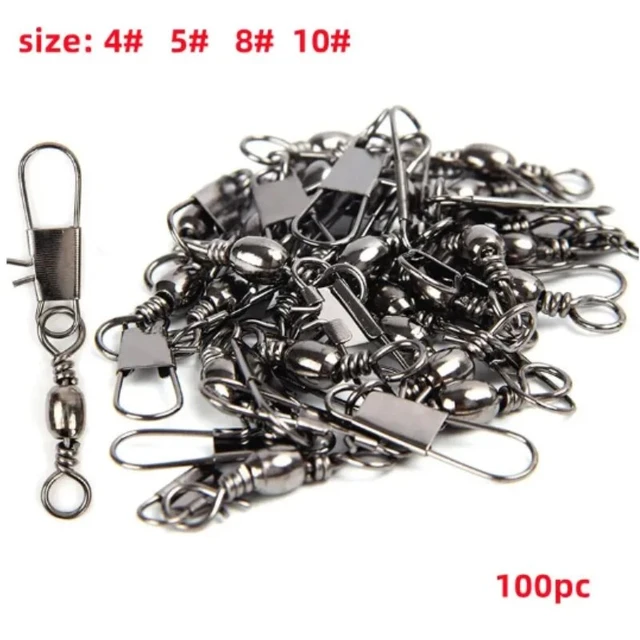 4 Size 100pcs/Pack Swivels Fishing Connector Pin Bearing Rolling