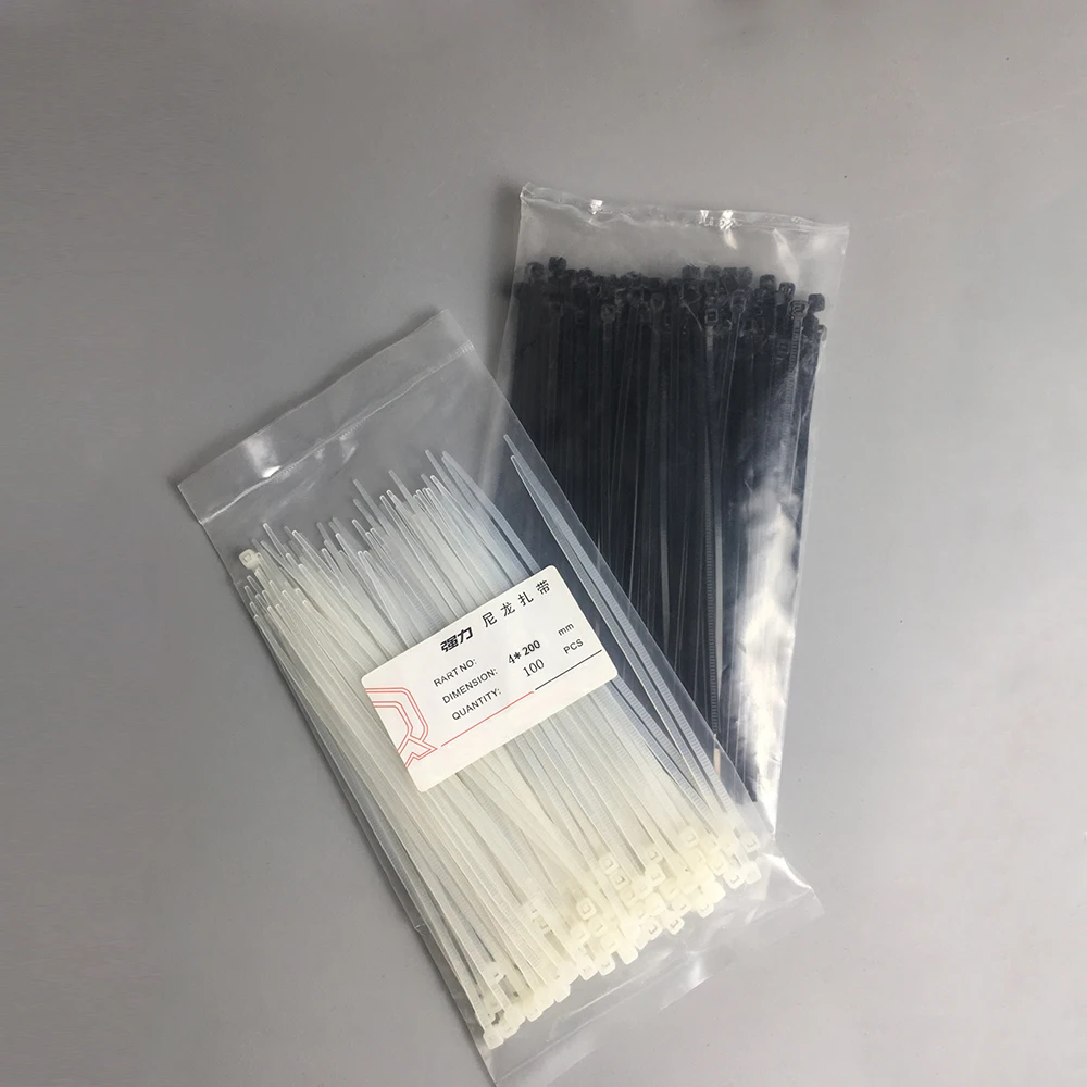 

100 Pcs Nylon Cable Self-locking Plastic Wire Zip Ties Set MRO & Lndustrial Supply Fasteners & Hardware Cable4*200
