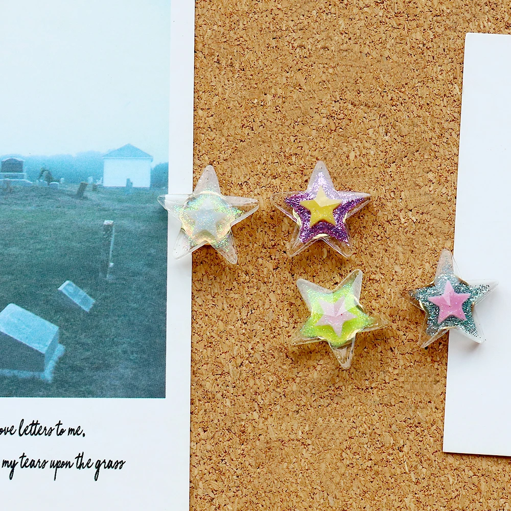 Multi-purpsoe Star-shaped Pushpins Set Classic Gold Thumb Tacks Set for Office School Bulletin Boards 10Pcs/Pack