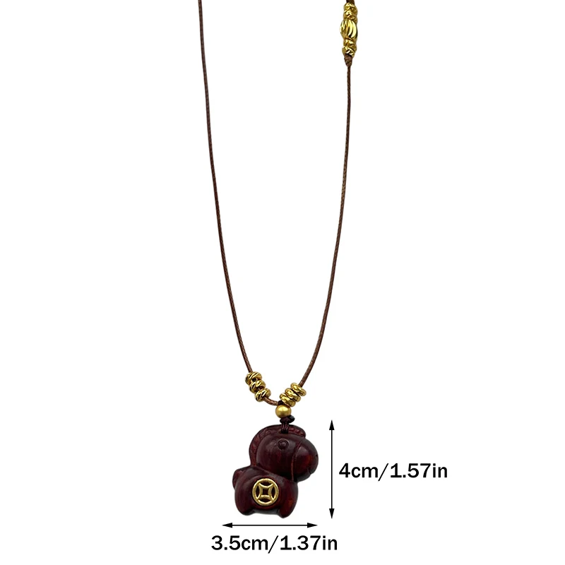 Wooden Cartoon Horse Pendant Necklaces For Women Female Retro Sweater Chains Adjustable Long Rope Chain Daily Matching Accessori