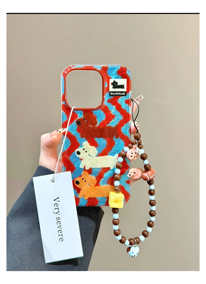 Cartoon Stripes Dog Phone Case Front View