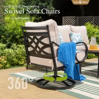 Clearance with 45" Gas Fire Pit Table x 1, 3-seat Sofa x 1, Swivel Chair x 2 for Porch Lawn, Garden Sofas 2