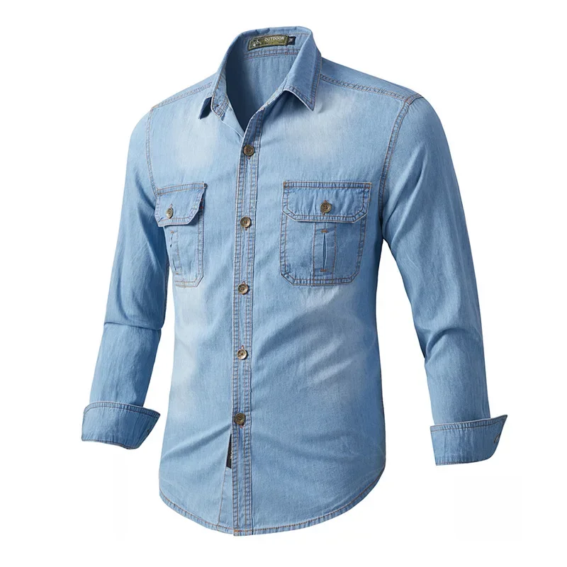 Casual Shirts Blue Colour Jeans Shirt Men Blue Jeans Men Casual