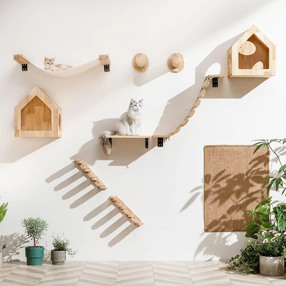 Title 3, Wall Mounted Cat Climbing Shelf Hammock Stairwa...