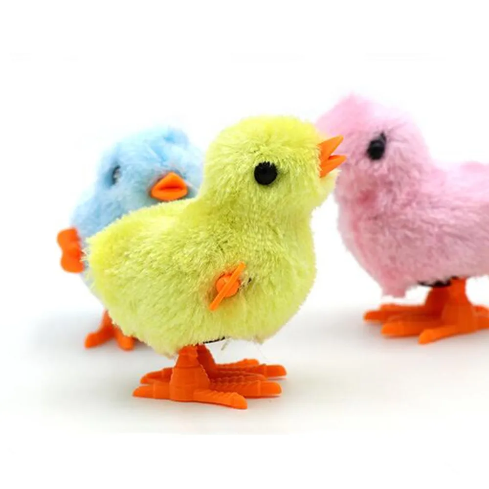Kids Wind Up Toys Cute Plush Chick Cartoon Jumping Chicken Clockwork Toy Learning Educational Toys for Children Baby Funny Gifts