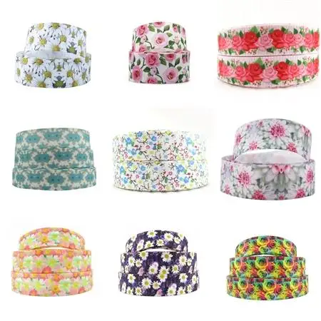5 Yards Multi Size Flower Theme Grosgrain Ribbon Fabric for Gift Wrapping Floral Printed Ribbon DIY Hair Bow Crafts 5Yc8557 ribbon decoration ribbon supplies wrapping ribbon grosgrain ribbon