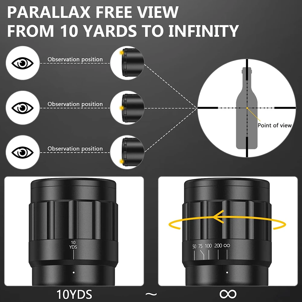 3-9x40 AO Rifle Scope Optics R4 Reticle Crosshair With Free Mount