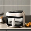 GEMING Transparent Glass Machine Multifunctional Professional Chips Stainless Steel Wire Mesh Air Fryer with Deep Pot 4