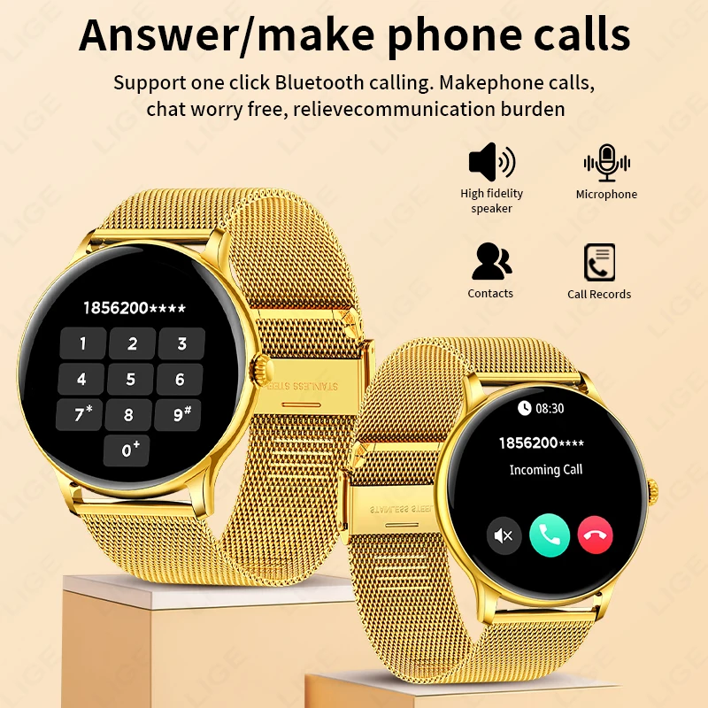 LIGE Smart Watch Sports Fitness Men Women Heart Rate Health Monitor Bluetooth Call IP68 Waterproof Watch Alarm Clock Smartwatch