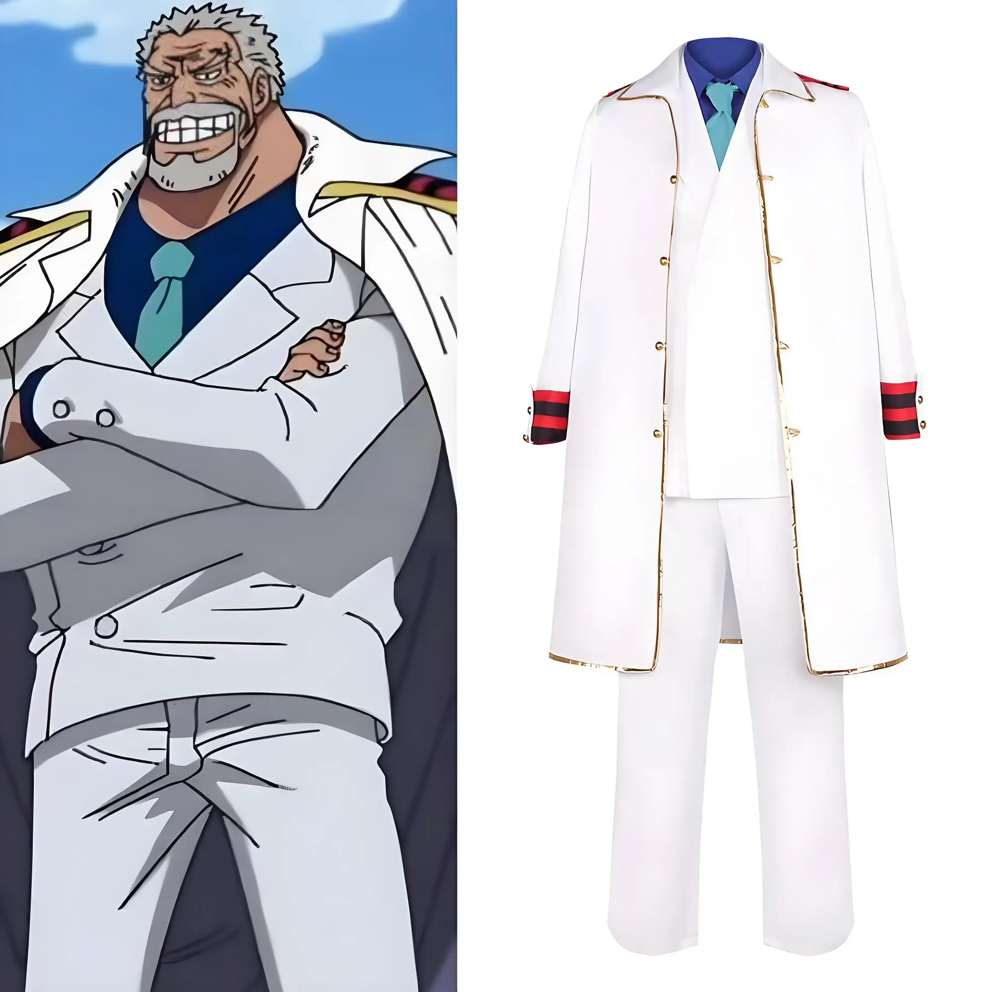 One Piece: Monkey D Garp | Marine Uniform Cosplay Costume 24 One Piece Monkey D Garp Marine Uniform Cosplay Costume