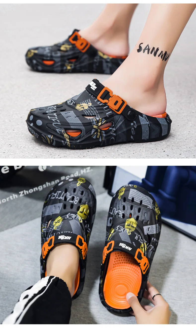 New Men Clogs Luxury Design Summer Shoes Sandals Daily Walking Beach Indoor Footwear Size 39-46 Comfortable Men Shoes Slippers