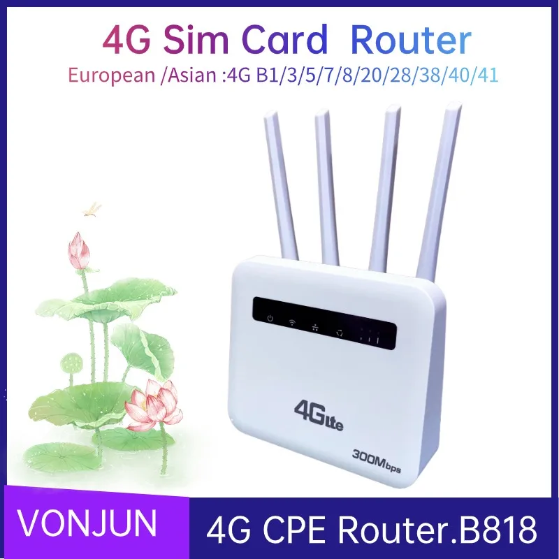 

Беспроводной роутер 4G CPE плюс 4 антенны Sim-карта LTE модем B818