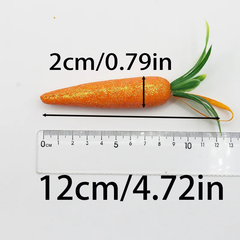 (5pcs/pack) 12 * 2cm foam dusting shiny carrot pendant Easter party decoration Easter party adds atmosphere DIY