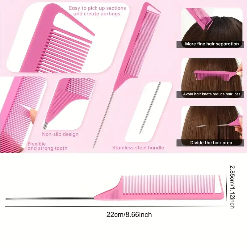 Ultimate DIY Hair Styling Tool Kit - Complete Set with Styling Comb, Braiding Tool, Edge Brush, and Teasing Brush