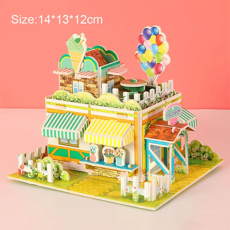 3D Paper Puzzle Montessori Miniature Houses Funny Carton Construction  Models For Kids Handmade Educational Toys