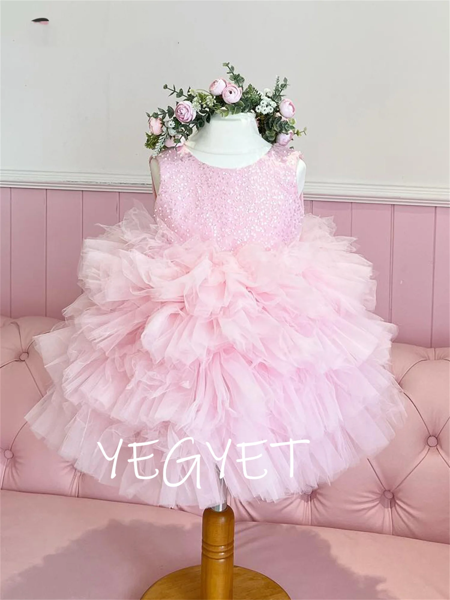 

Платье принцессы Королевского синего цвета, Многоярусное Тюлевое ТРАПЕЦИЕВИДНОЕ ПЛАТЬЕ для девочек, платье на день рождения, платье для маленьких девочек