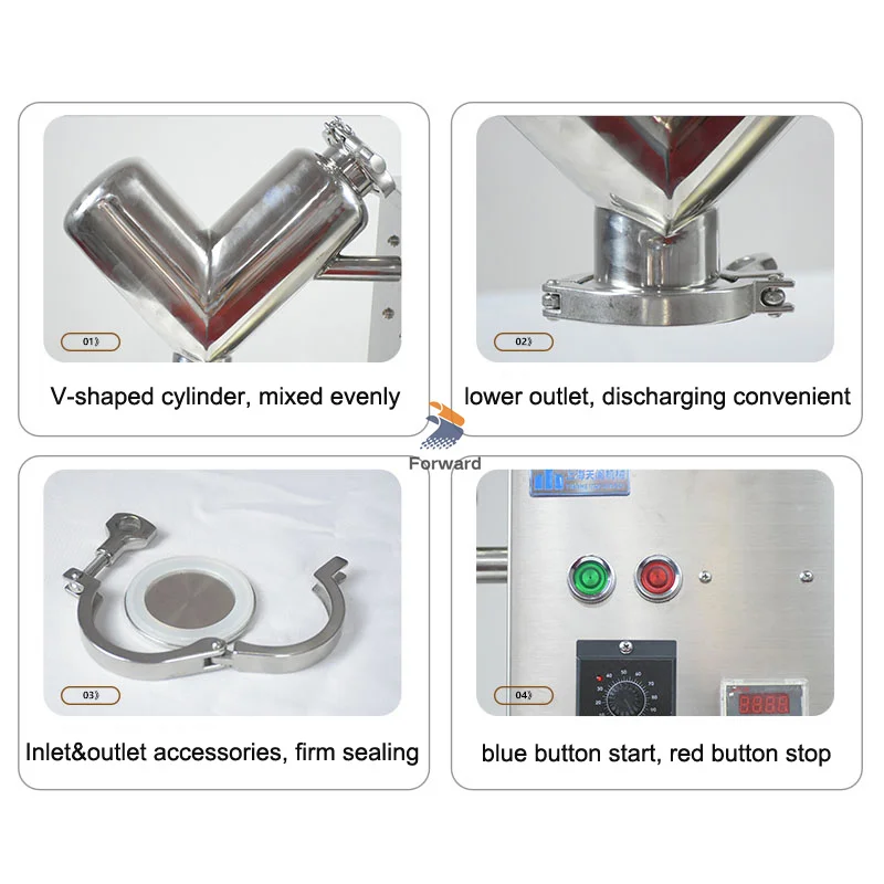 Small Mixer V-type Experimental Mixer Material V-shaped Blender Raw material Dry Powder Mixer Teaching Laboratory Process 4