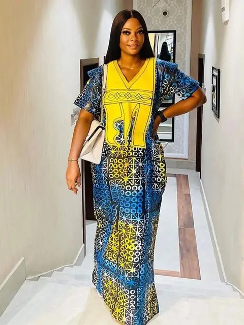 Preye Embroidered Print Boubou Dress - Image 4
