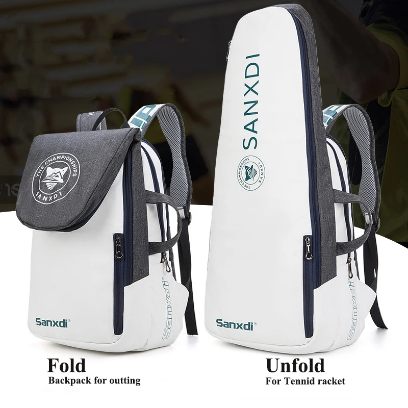 Sac à dos de raquette de tennis imperméable pour homme, sac de raquette de badminton, sac à main de transport, grande capacité, sacs de sport pliables