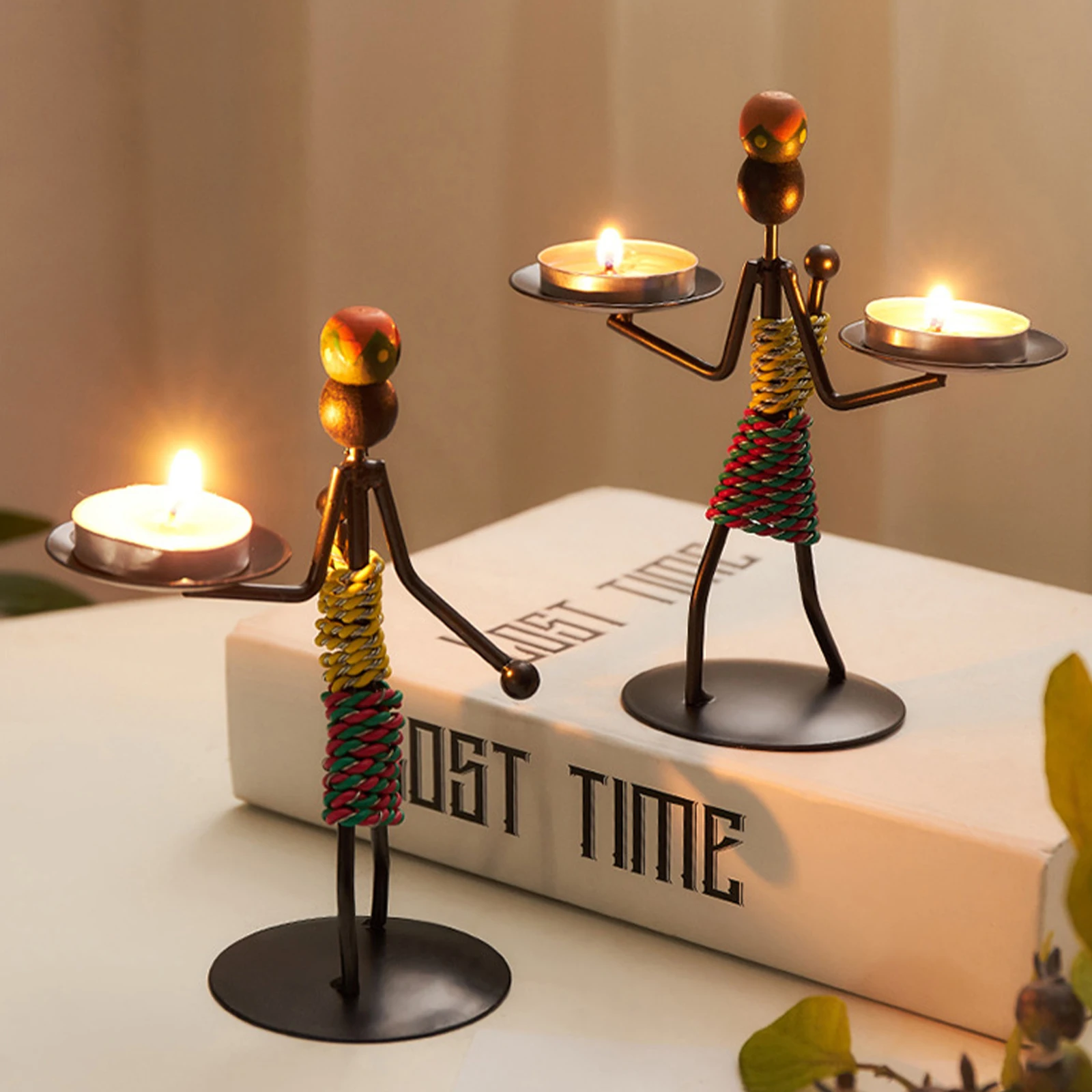 

Nordic Metal Candle Holder Accessories Ornaments Creative Romantic Brown Durable Casual Desktop Atmosphere Decoration