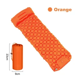 Ultralight Inflatable Camping Mattress with Built-in Pump and Pillow (Orange)