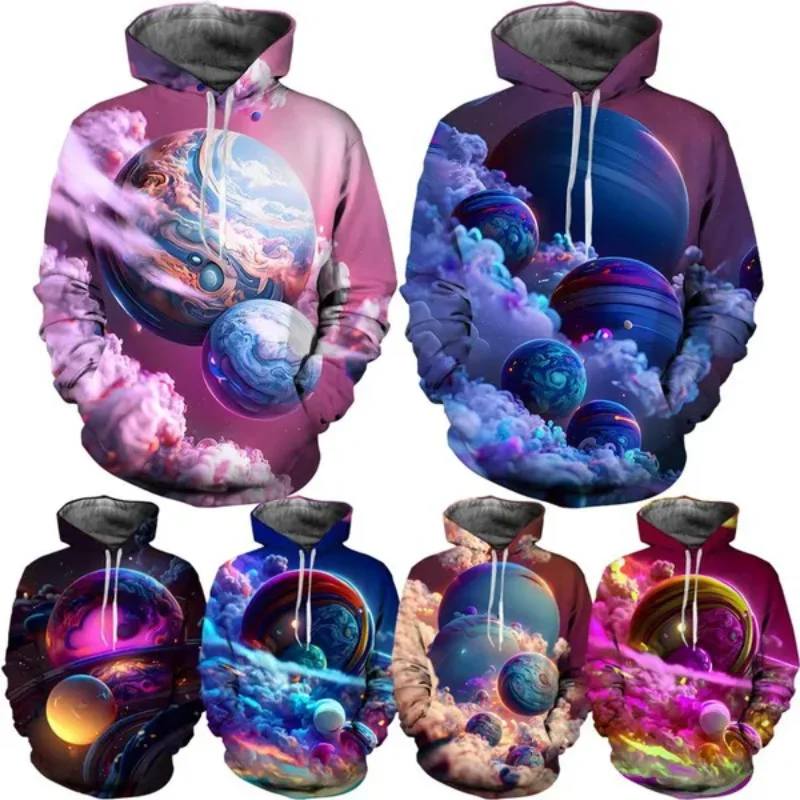 

Fashion Men Clothing Cool Galaxy Space Planet 3D Print Hoodies Personalized Harajuku Street Unisex Oversized Hooded Sweatshirt
