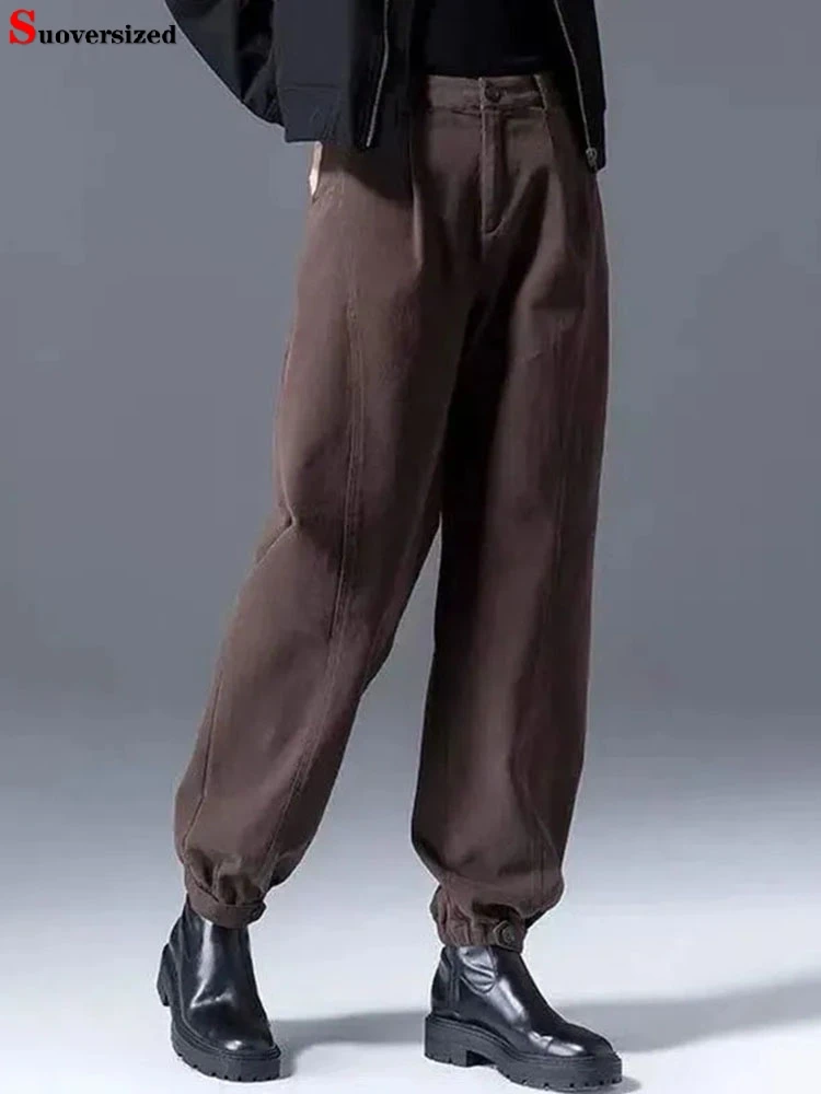 

Spring Fall Oversize 80kg Brown Jeans Baggy Solid Color Denim Pants High Waist Vintage Vaqueros Woman Fashion Pantalones