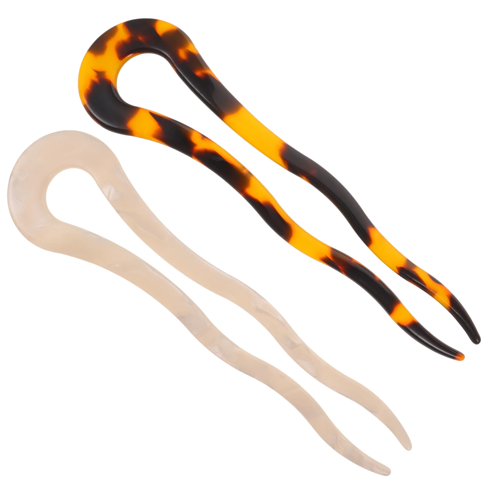 2 Pcs Hairpin Bun Sticks French Pins Dense for Occasions Shaped Acetate Sheet Decoration 6